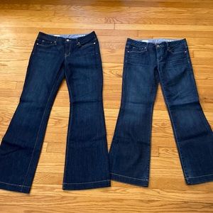 2 pair dark wash GAP long and lean jeans